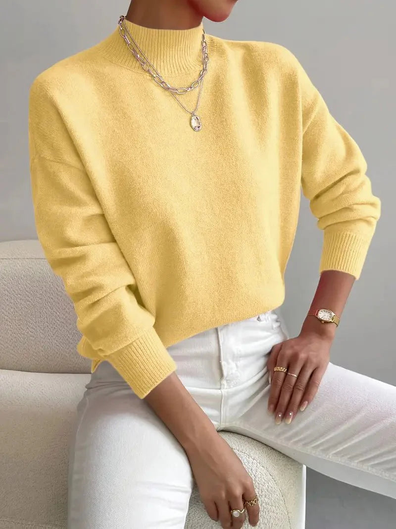 Veelzijdige dames wintertrui met hoge hals, ideaal voor herfstmode en casual chic.