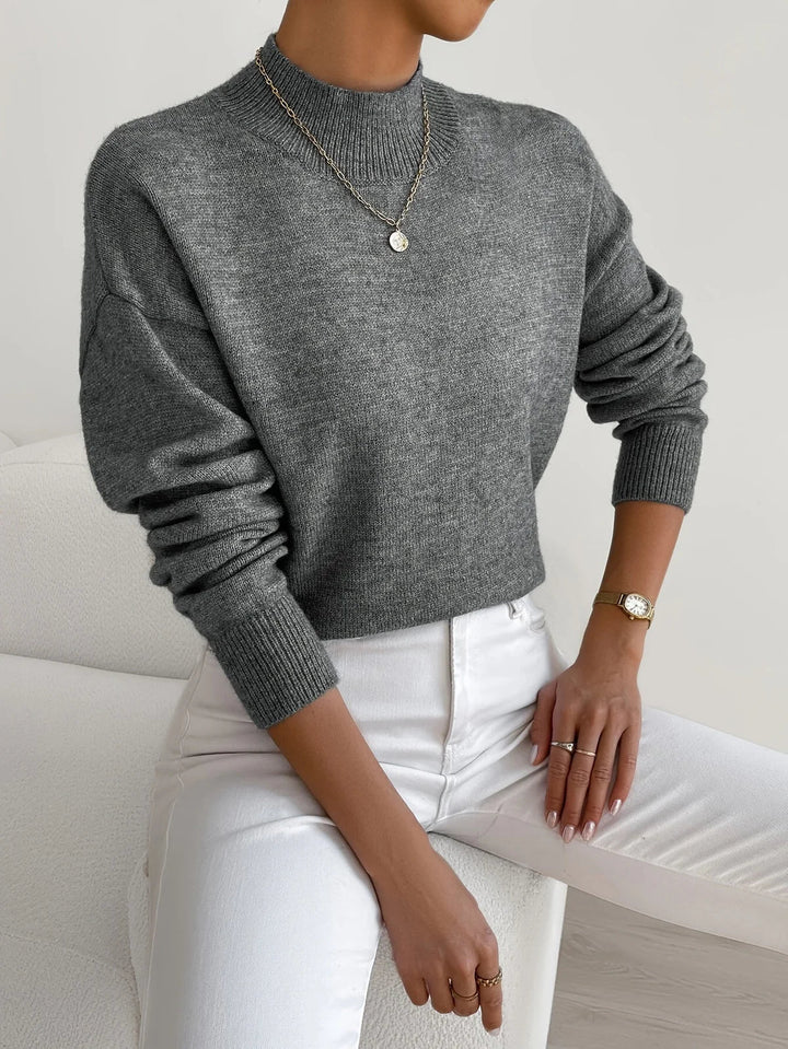 Casual chic dames coltrui met hoge hals; een tijdloze en comfortabele trui voor alle seizoenen.