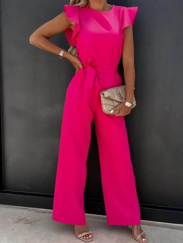 Veelzijdige dames jumpsuit, mouwloos en met wijde pijpen. Geschikt voor zowel elegante als casual outfits.
