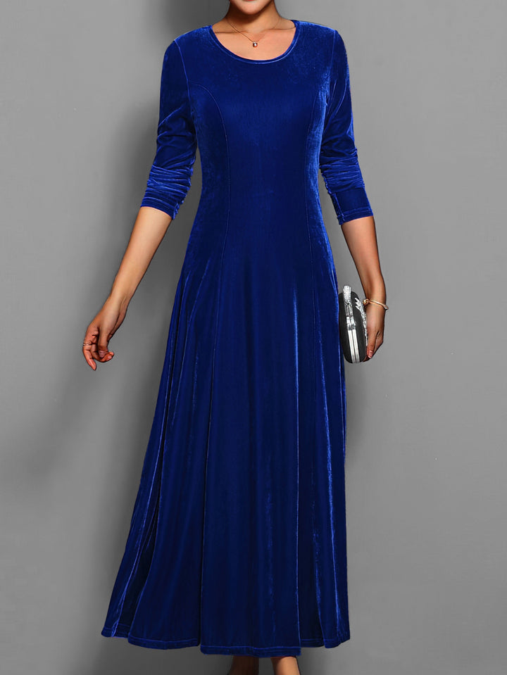 Dames elegante maxi feestjurk, ronde hals, lange mouwen, ideaal als avondjurk of bruiloftsjurk.