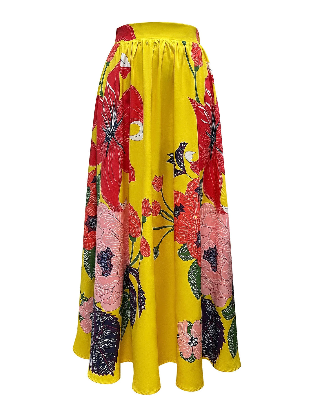 Elegante dames maxi rok met kleurrijke bloemenprint en hoge taille, perfect voor de zomer.