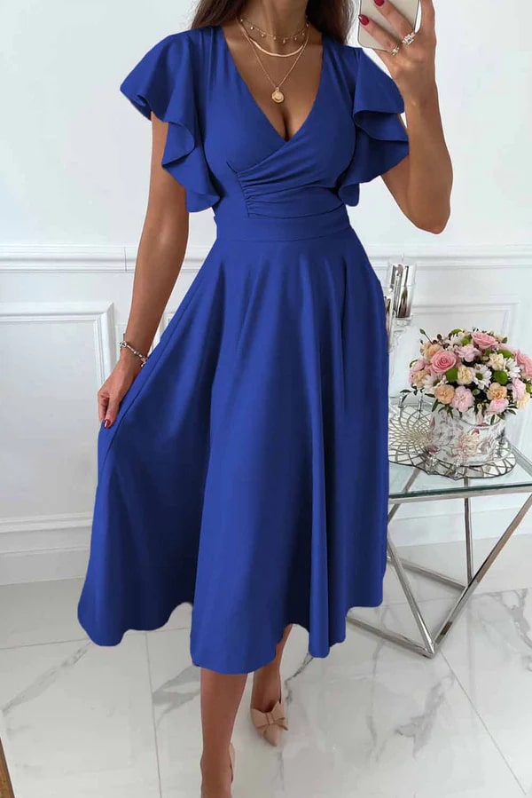 Verfijnde elegante galajurk met vlindermouwen, een must-have voor formele vrouwenmode evenementen.