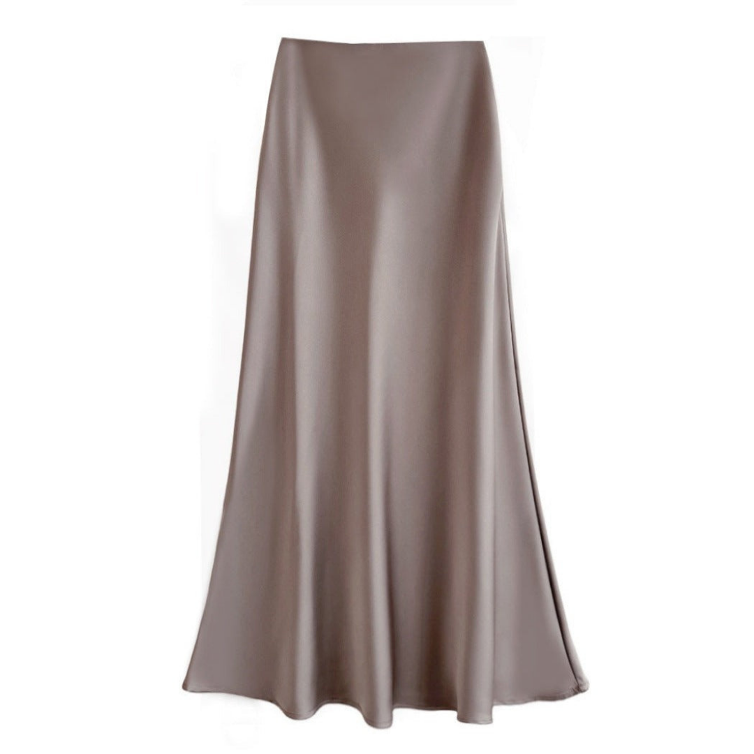 Elegante dames midi rok met vloeiende pasvorm en subtiele glans, perfect voor elke gelegenheid.