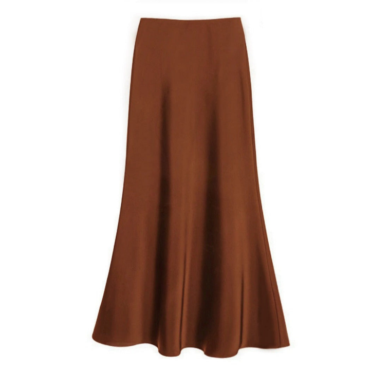 Stijlvolle damesrok, midi lengte, met subtiele glans. Veelzijdig voor zowel casual chic als zakelijk.