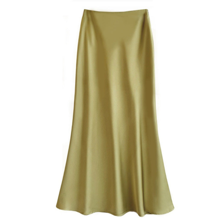 Zeer elegante dames midi rok met een verfijnde vloeiende pasvorm en een mooie subtiele glans.