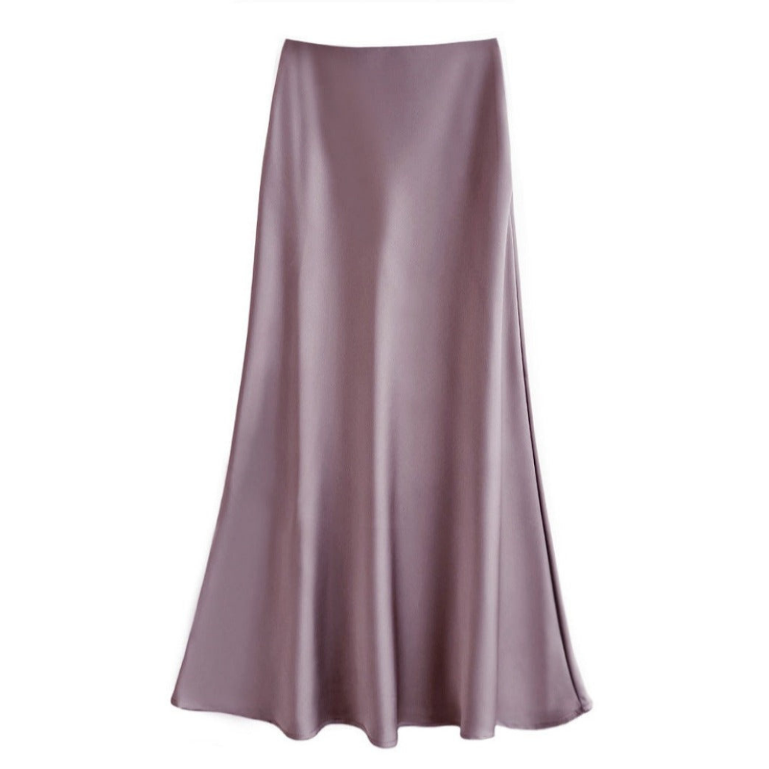Dames elegante midi rok. Vloeiende pasvorm en subtiele glans voor een moderne en chique uitstraling.