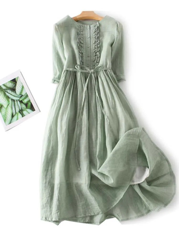 Lichtgewicht dames zomerjurk met V-hals en ruches, een bohemian touch voor elke outfit.