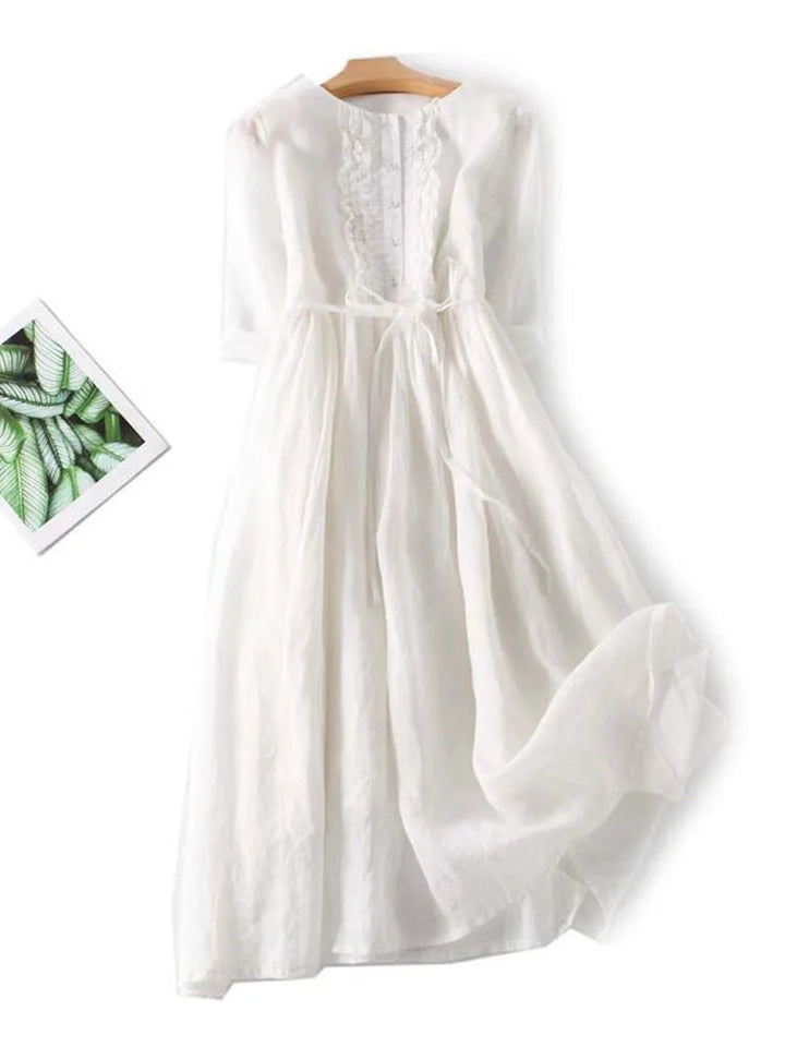 Zomerse casual damesjurk met V-hals, een comfortabele en elegante keuze voor elke dag.