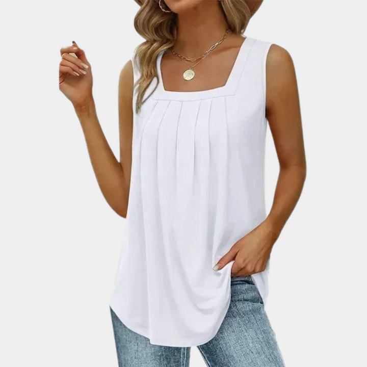 Comfortabele dames top met mouwloos model en trendy vierkante hals, voor een moeiteloos elegante stijl.