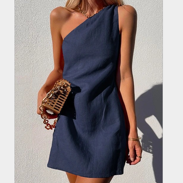Dames one-shoulder maxi jurk, ideaal als zomerjurk, feestjurk of casual chique outfit.