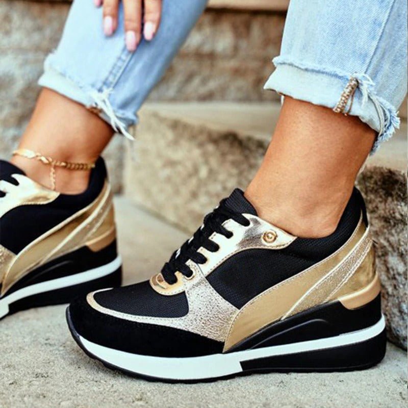 Stijlvolle dames sneakers voor dagelijks comfort, verkrijgbaar met chique gouden of subtiele zwarte details.