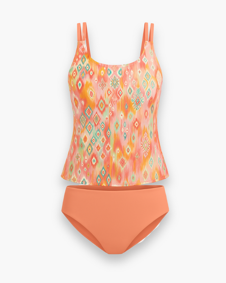 Vrouwen tankini badpak met elegant design, ideaal voor een comfortabele dag aan het water. Zomerse zwemkleding.