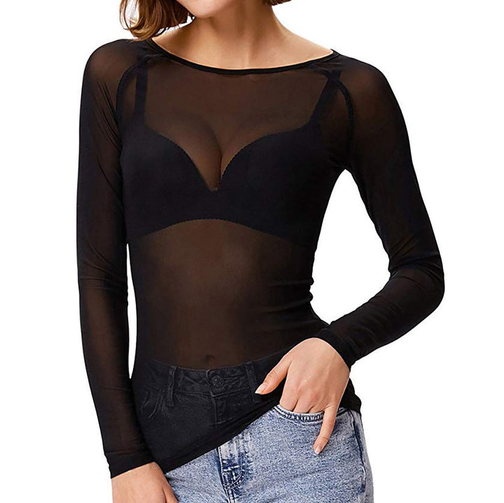 Elegante dames top met lange mouwen, perfect voor stijlvolle laagjes kleding. Veelzijdig voor casual en formeel.