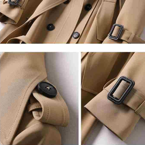 Tijdloze dames trenchcoat: Elegante lente/herfst jas, lange snit met riem en knopen, sophisticated.