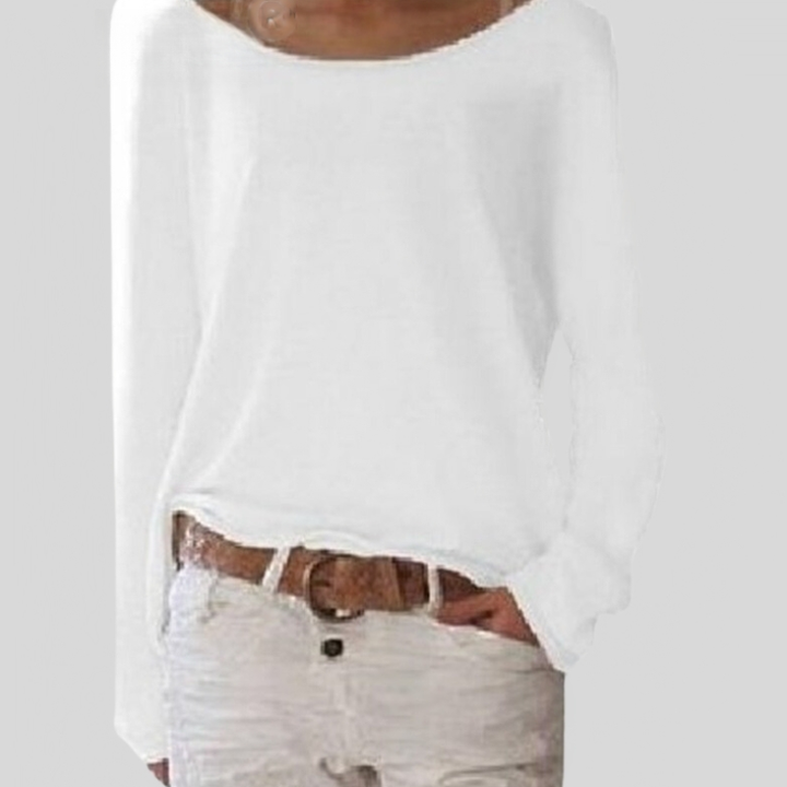Stijlvolle, comfortabele dames trui met wijde hals, ideaal voor een relaxte lente of zomer look.