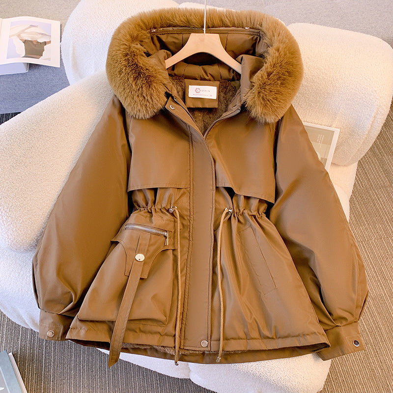 Warme dames winterjas, parka model, elegante pasvorm, hoogwaardige winter bovenkleding.