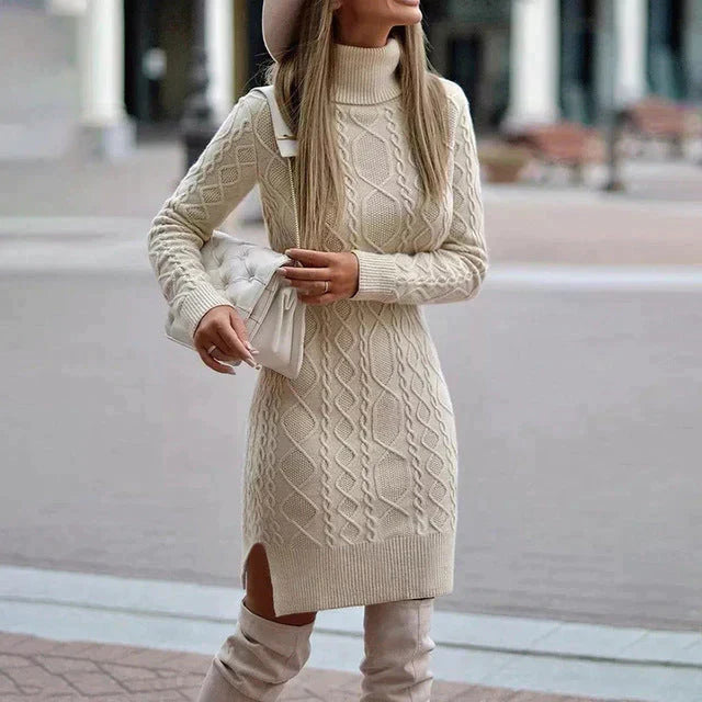 Stijlvolle elegante winterjurk voor dames, perfect voor herfst- en wintermode. Comfortabel en warm, een must-have.