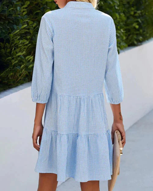 Comfortabele dames midi jurk van katoenmix, ideaal voor casual lente- en zomerdagen. Met 3/4 mouw.