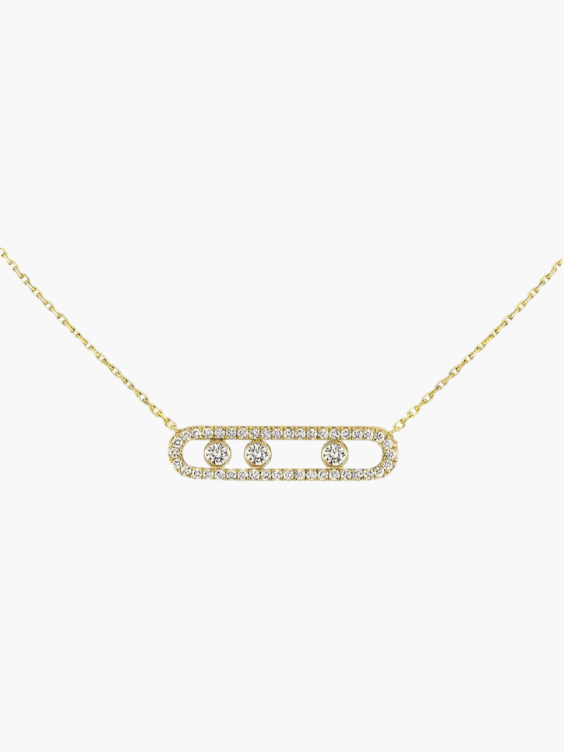 Gouden damesketting Elegance, verstelbaar met sprankelende bewegende diamanten. Een luxe en elegant sieraad.