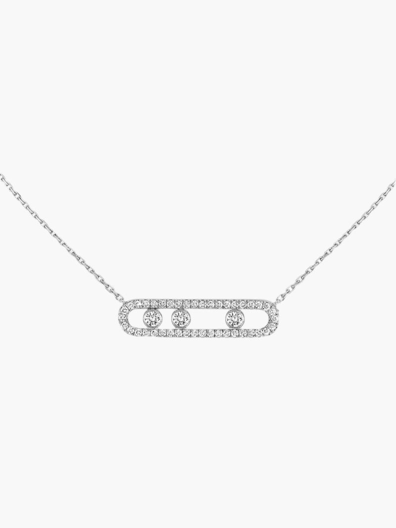 Verstelbare damesketting Elegance met unieke bewegende diamanten. Verkrijgbaar in goud, zilver of roségoud.