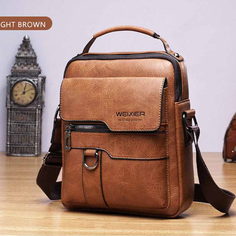 Elegante en functionele Jannes leren crossbody tas voor heren, zwart, donkerbruin en lichtbruin, stijlvol en duurzaam.