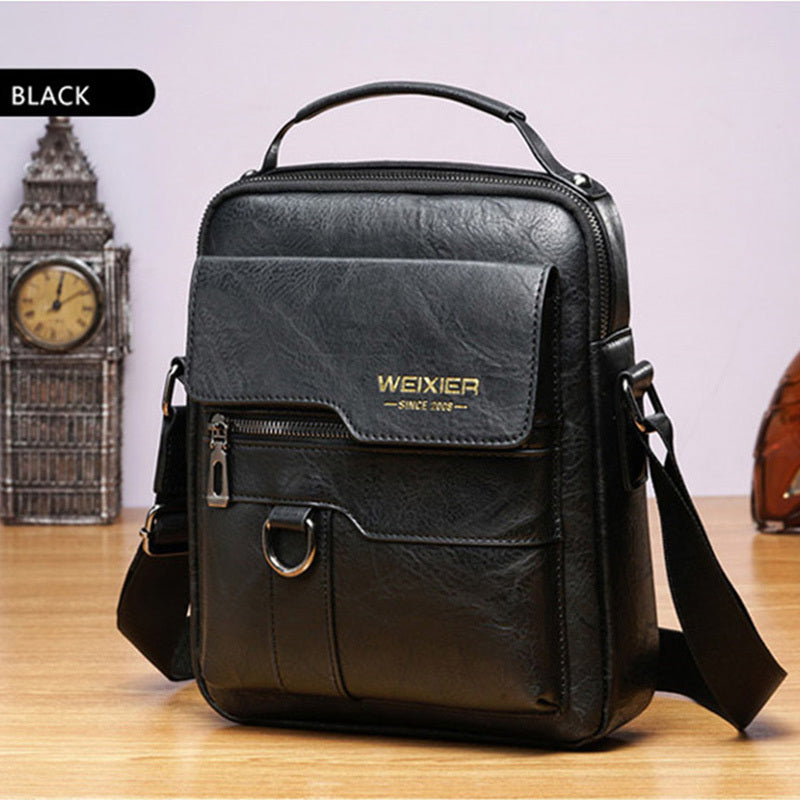 Elegante en functionele Jannes leren crossbody tas voor heren, zwart, donkerbruin en lichtbruin, stijlvol en duurzaam.