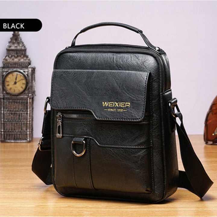Elegante en functionele Jannes leren crossbody tas voor heren, zwart, donkerbruin en lichtbruin, stijlvol en duurzaam.