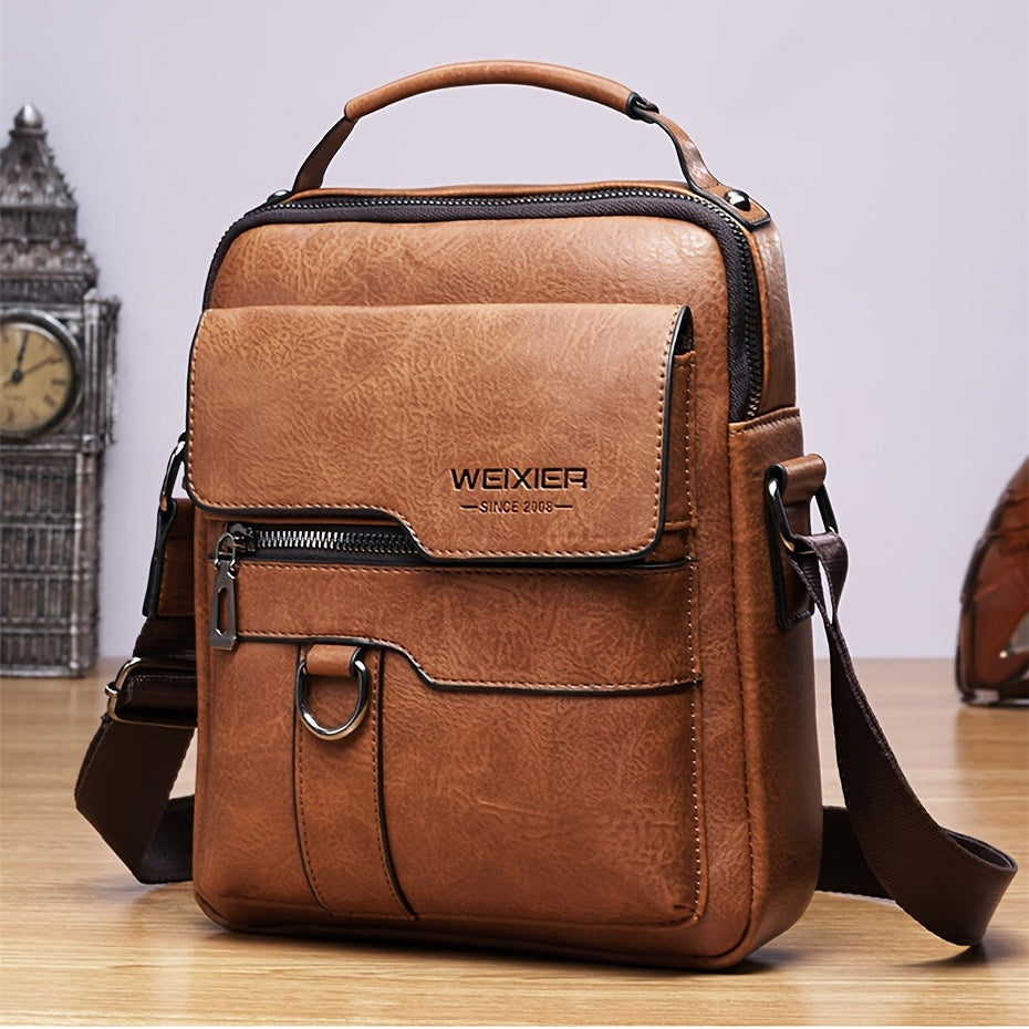 Elegante en functionele Jannes leren crossbody tas voor heren, zwart, donkerbruin en lichtbruin, stijlvol en duurzaam.