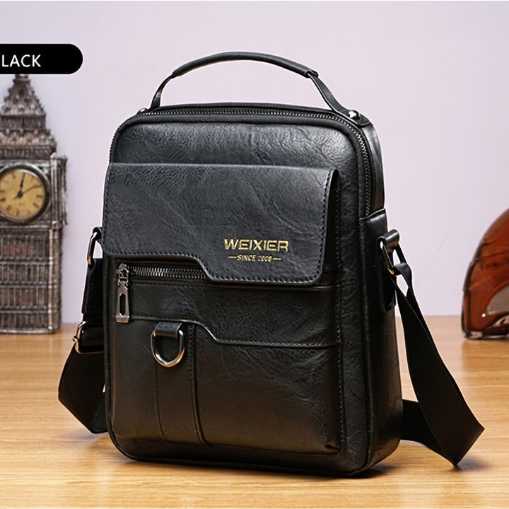 Elegante en functionele Jannes leren crossbody tas voor heren, zwart, donkerbruin en lichtbruin, stijlvol en duurzaam.
