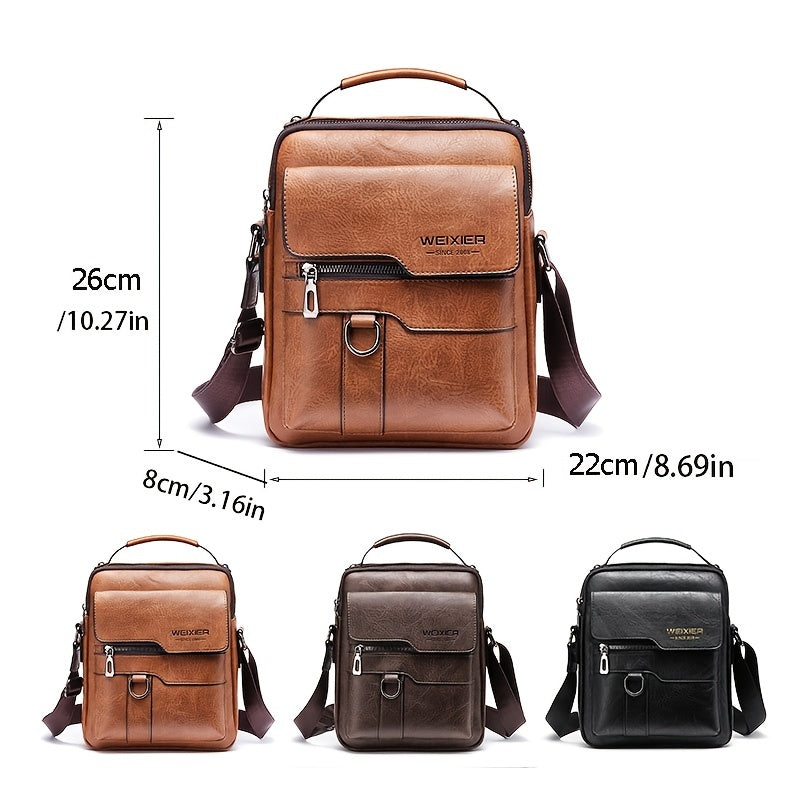 Elegante en functionele Jannes leren crossbody tas voor heren, zwart, donkerbruin en lichtbruin, stijlvol en duurzaam.