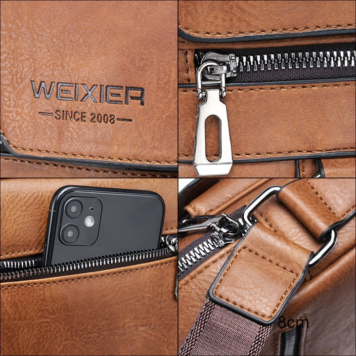 Elegante en functionele Jannes leren crossbody tas voor heren, zwart, donkerbruin en lichtbruin, stijlvol en duurzaam.