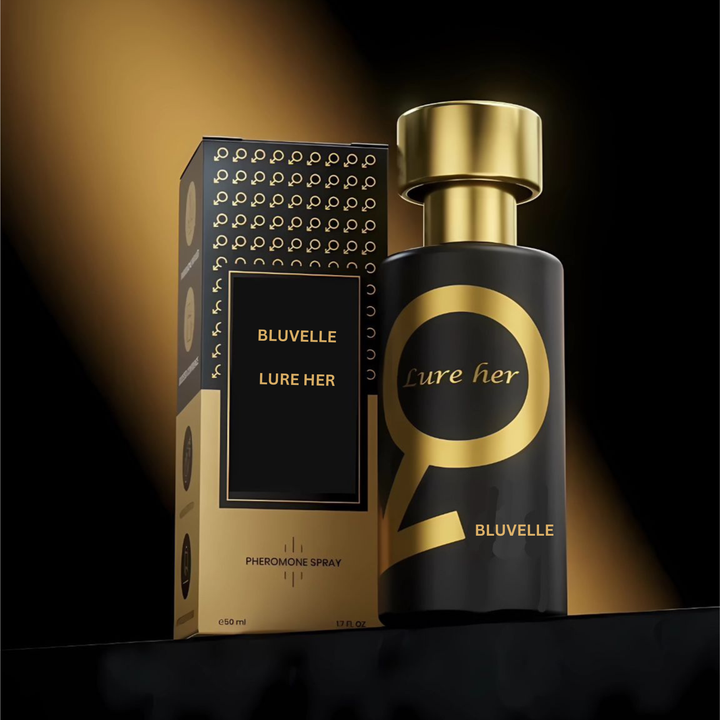 Elegante fles Lure Her feromonen eau de parfum voor mannen, met krachtige en subtiele geur die aantrekkingskracht bevordert.