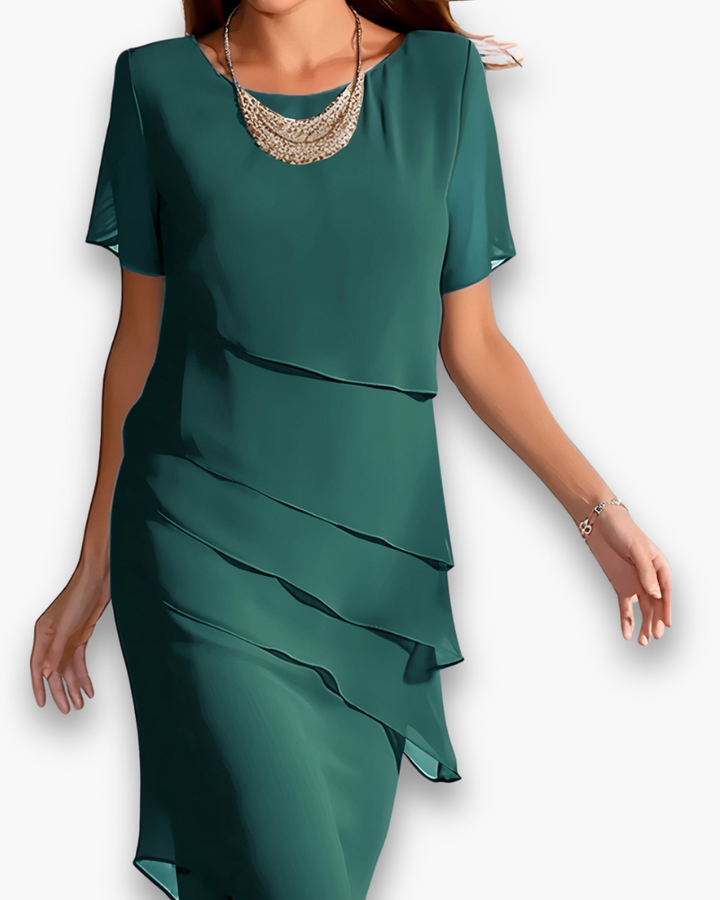 Midi jurk voor dames met elegante gelaagde stijl, ideaal voor avonden of feestjes, een comfortabele zomerjurk.