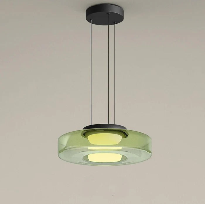 Elegante glazen hanglamp in Bauhaus-stijl, verstelbare LED-hanglamp, warm wit licht, modern design voor binnenshuis.