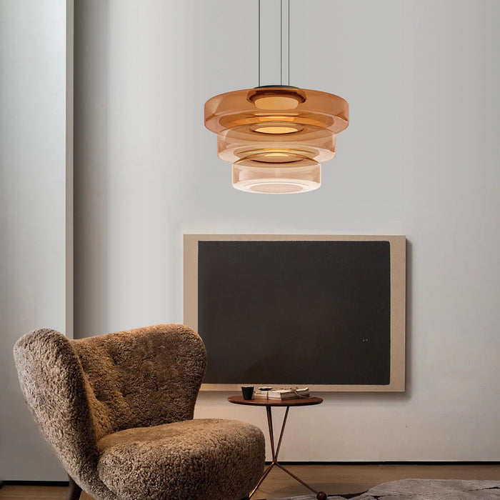 Elegante glazen hanglamp in Bauhaus-stijl, verstelbare LED-hanglamp, warm wit licht, modern design voor binnenshuis.
