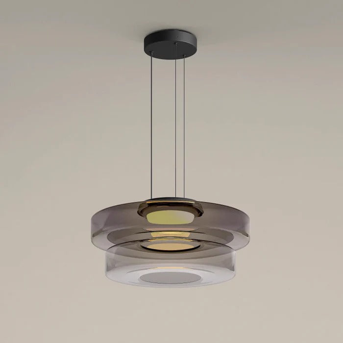 Elegante glazen hanglamp in Bauhaus-stijl, verstelbare LED-hanglamp, warm wit licht, modern design voor binnenshuis.