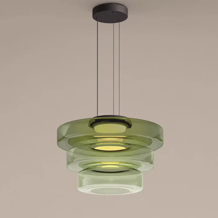 Elegante glazen hanglamp in Bauhaus-stijl, verstelbare LED-hanglamp, warm wit licht, modern design voor binnenshuis.