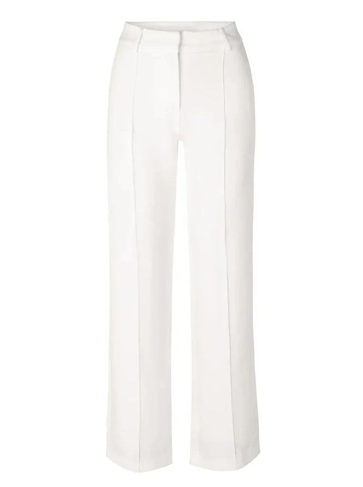 "Elegante grijze damesbroek met slim-fit en wijde pijpen van duurzame polyester voor zowel casual als formele looks."