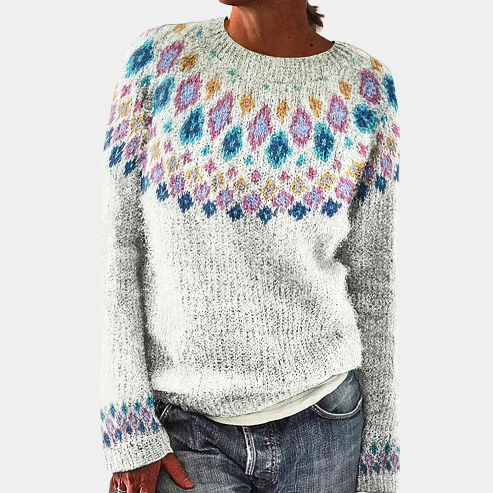 "Elegante groene wollen trui voor dames met klassieke snit, zacht en comfortabel voor koude dagen, perfect te combineren."