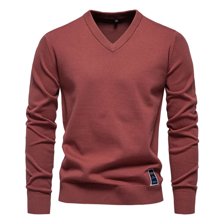 Heren V-hals trui, ideaal voor een zakelijke look of casual outfit. Comfortabele herenmode voor najaar/winter.