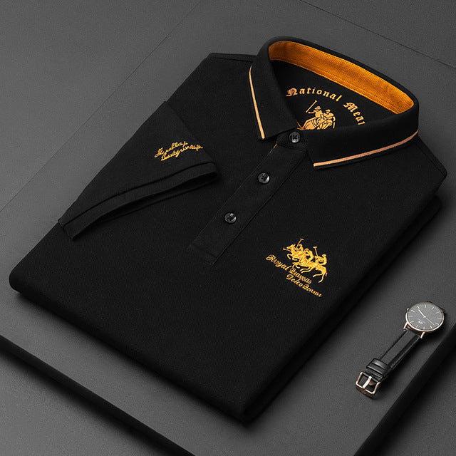 "Elegante herenpolo met korte mouwen, hoogwaardige katoenmix, ideaal voor zowel casual als formele gelegenheden."