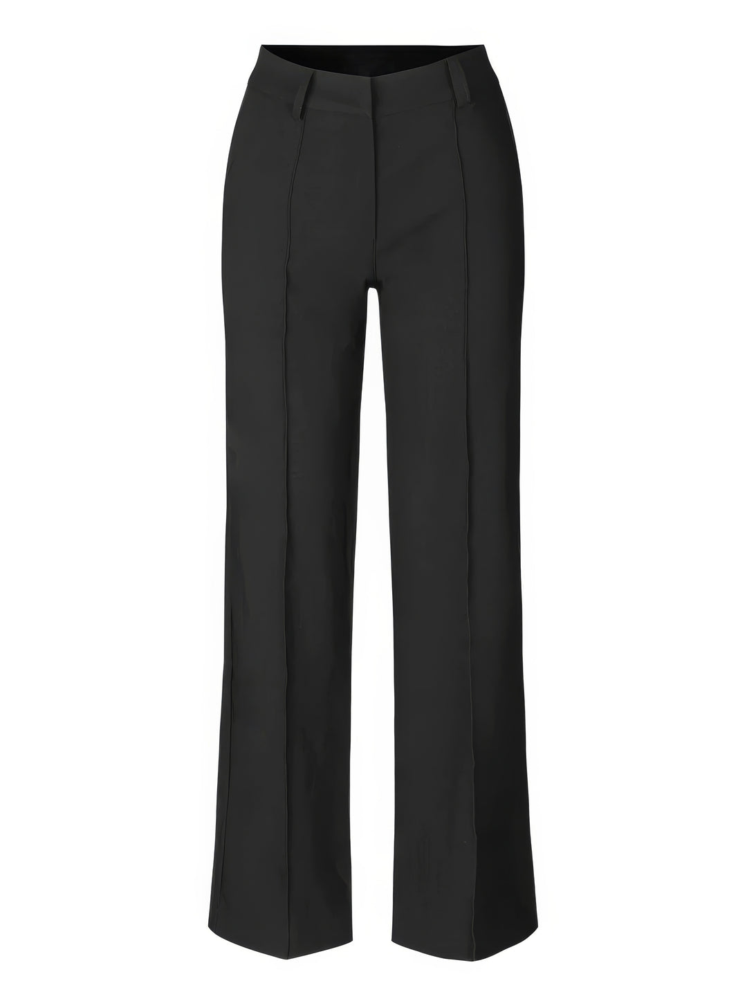 Elegante high-waist pantalon dames met rechte pijpen, zachte stretchstof, blinde ritssluiting; modieus en comfortabel.