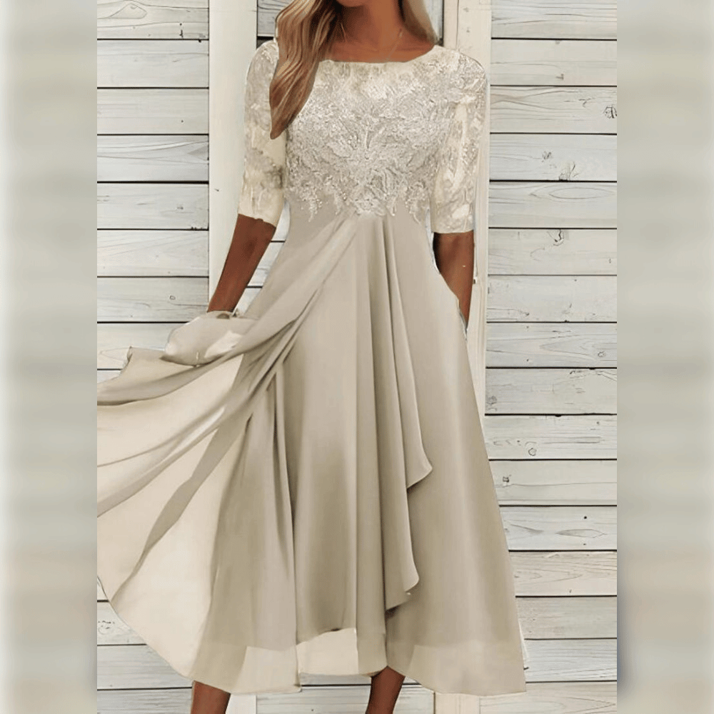 Modieuze kanten feestjurk voor dames, elegante stijl en comfortabel. Ideale zomerjurk voor speciale momenten.