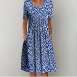 Blauw met bloemen