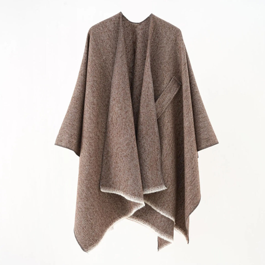 "Elegante katoenen poncho, stijlvolle cape in marineblauw, perfect voor dagelijks en formeel gebruik, lichtgewicht ontwerp."