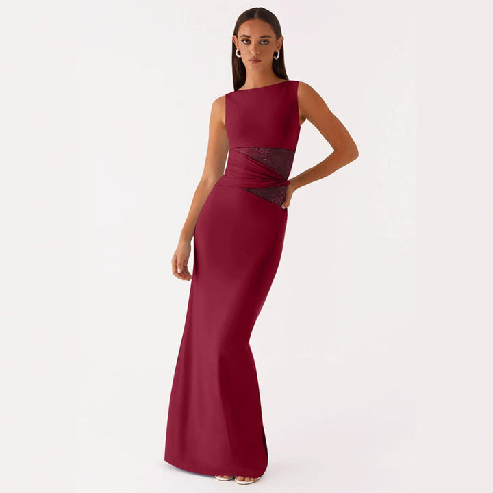 Lange fishtail avondjurk voor vrouwen, een elegante mouwloze damesjurk voor chique evenementen.
