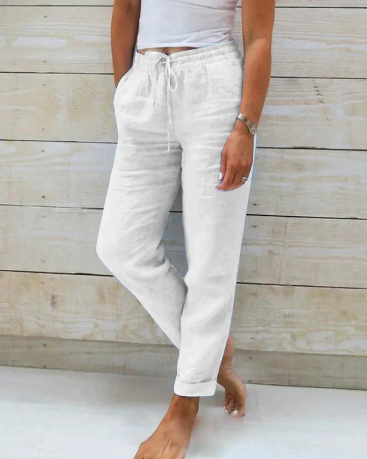 Elegante lange damesbroek voor comfort en stijl; ideaal voor zomer en lente kantoorlook.