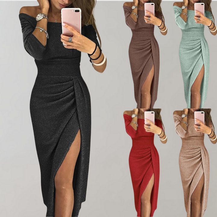 Ultiem elegante en glamorous dames glitterjurk, lange avondjurk met luxe uitstraling voor speciale avonden.