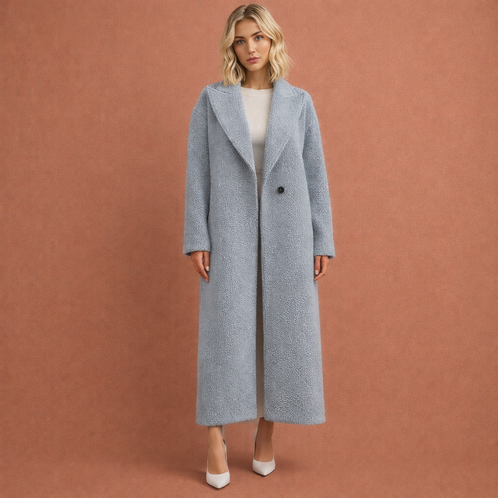 Stijlvolle dames oversized mantel, een lange moderne jas die elegantie en comfort combineert. Perfect voor damesmode.