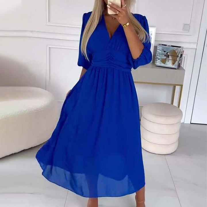 Elegante midi damesjurk, stijlvolle zomerjurk voor elke gelegenheid, luchtig en comfortabel.